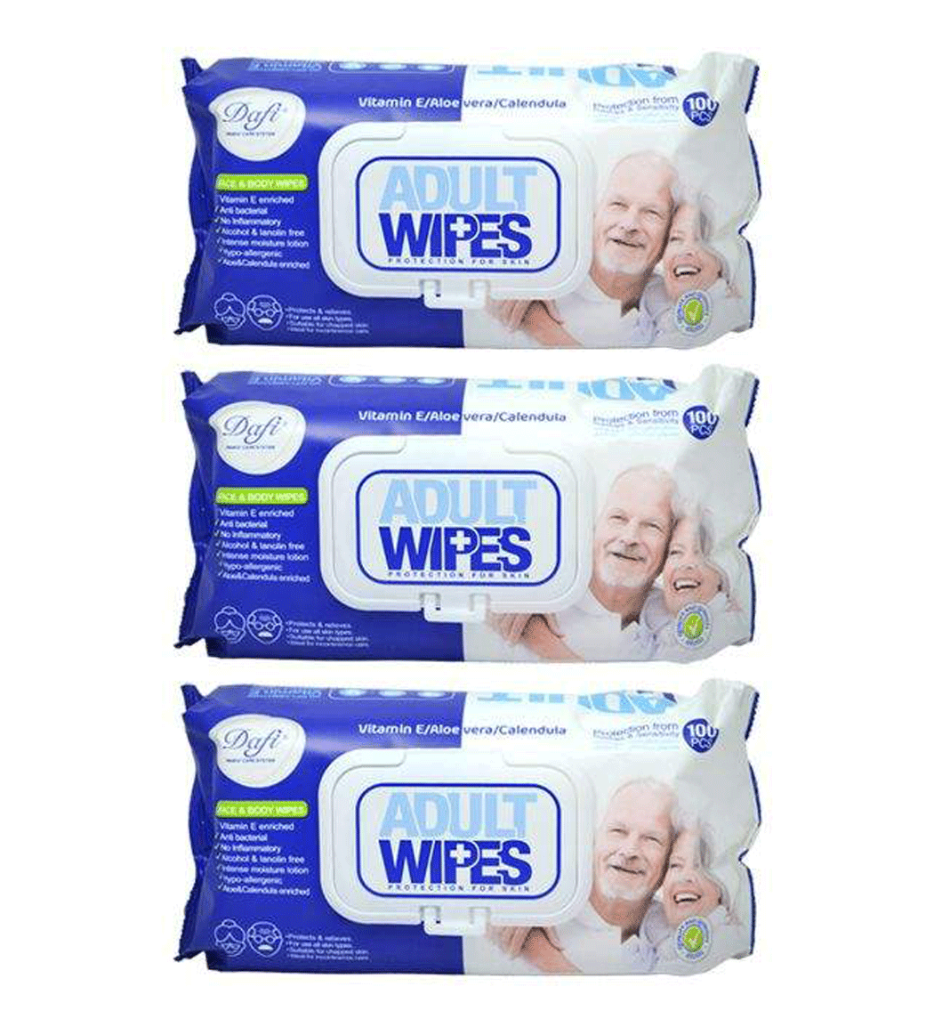 دستمال مرطوب مدل Adult Wipes  بسته 3 عددی Dafi Three Adult Wipes Pack