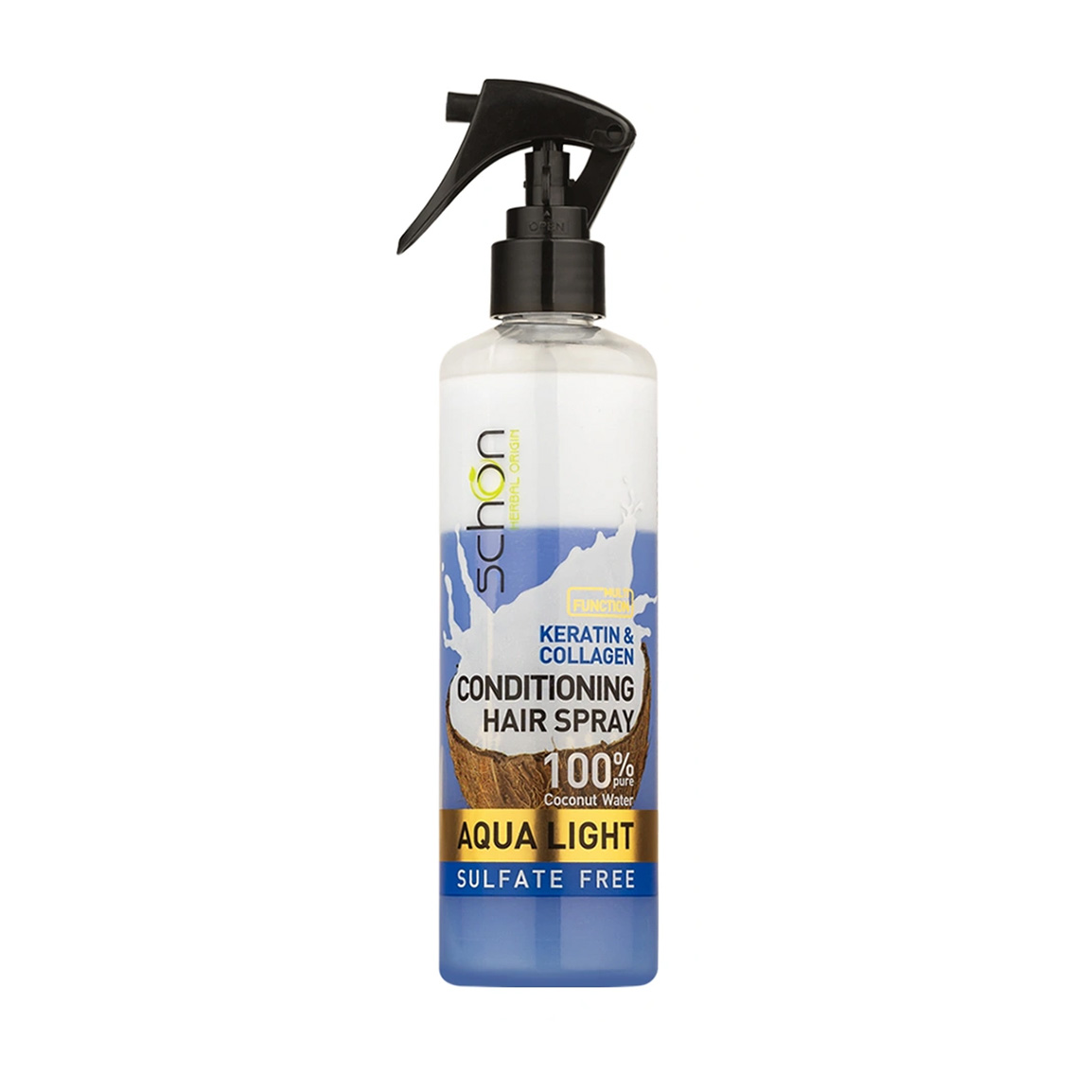 اسپری مو نرم کننده 2 فازی مدل Aqua Light حجم 300 میلی لیتر Schon Aqua Light Bi Phase Conditioning Hair Spary 300 ml