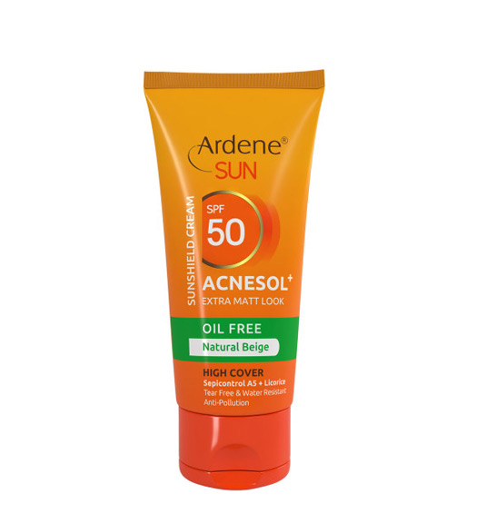 ضد آفتاب رنگی فاقد چربی اس پی اف 50 مات کننده مدل آکنه سل پلاس Ardene Ardene Sun Acnesol Plus Spf50 Oil Free Sunshield Cream