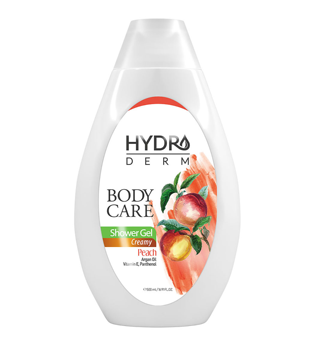 شامپو بدن کرمی با رایحه هلو و روغن آرگان حجم 500 میل Hydroderm Creamy Body Wash Peach And Argan Oil 500 ml