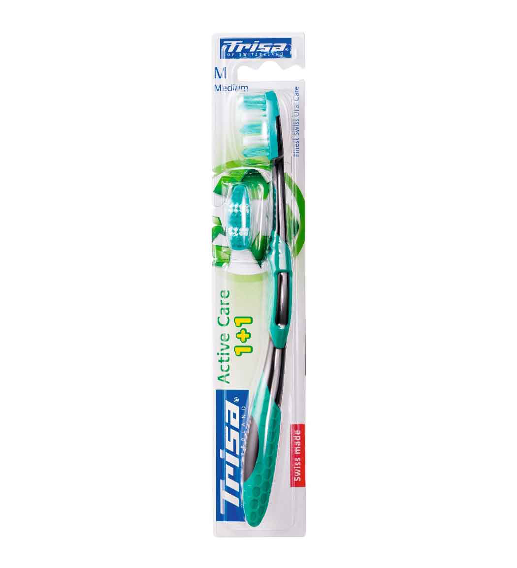 مسواک اکتیو کر M بسته 1+1 ارسال با رنگ رندوم Trisa Tooth Brush