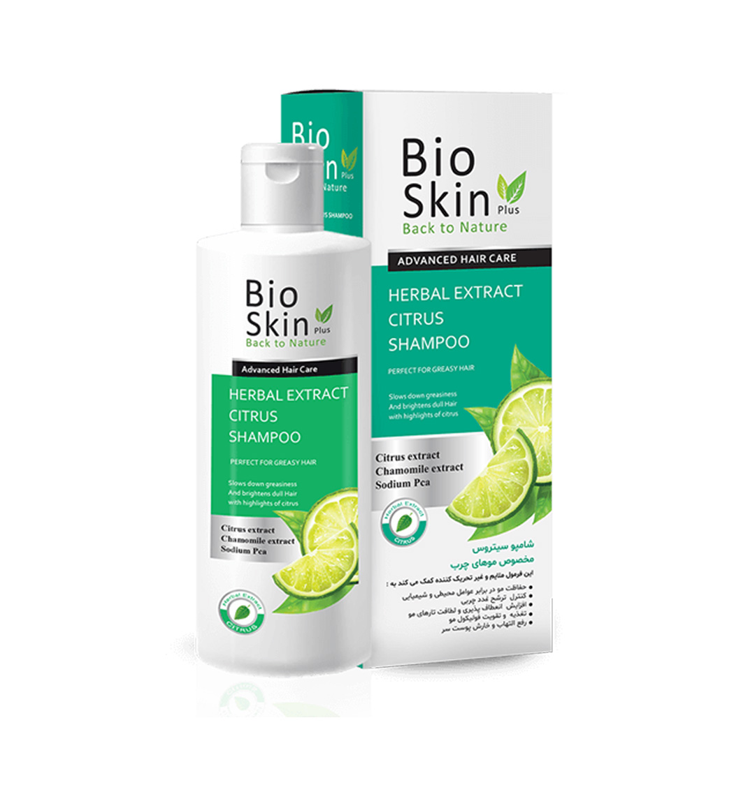 شامپو حاوی عصاره لیمو مناسب مو چرب حجم 200 میل Bio Skin Lemon Shampoo For Greasy Hair 200 ml