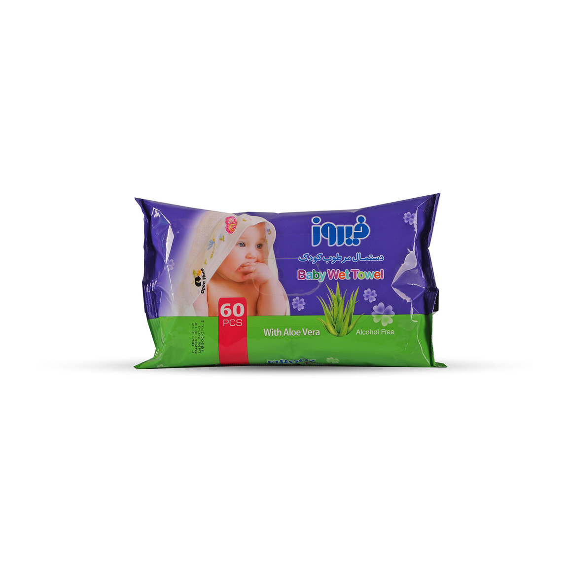 دستمال مرطوب کودک مدل پیلو بسته 60عددی Firooz Baby Wet Towel 60pcs