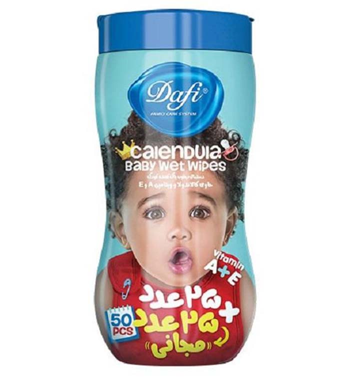 دستمال مرطوب استوانه ای کالاندولا بسته 50 عددی Dafi Calendula Wips baby