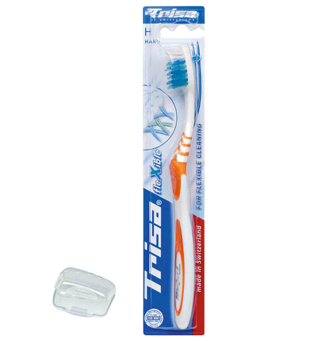 مسواک فلکسیبل سخت با محافظ ارسال با رنگ رندوم Trisa Toothbrush Flexible With Travel Cap Hard