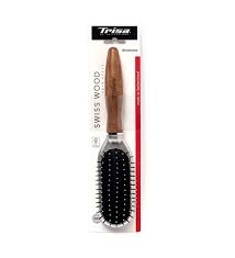 برس تخت متوسط سوئیس وود هیر استایل براشینگ دسته چوبی Trisa Swiss Wood Hair Style Brushing Medium Hairbrush