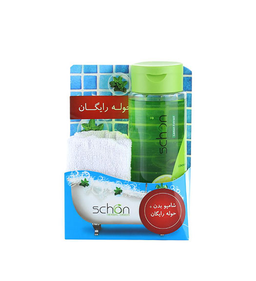 پک شامپو بدن لیمو همراه با حوله رایگان Schon Body Wash Pack
