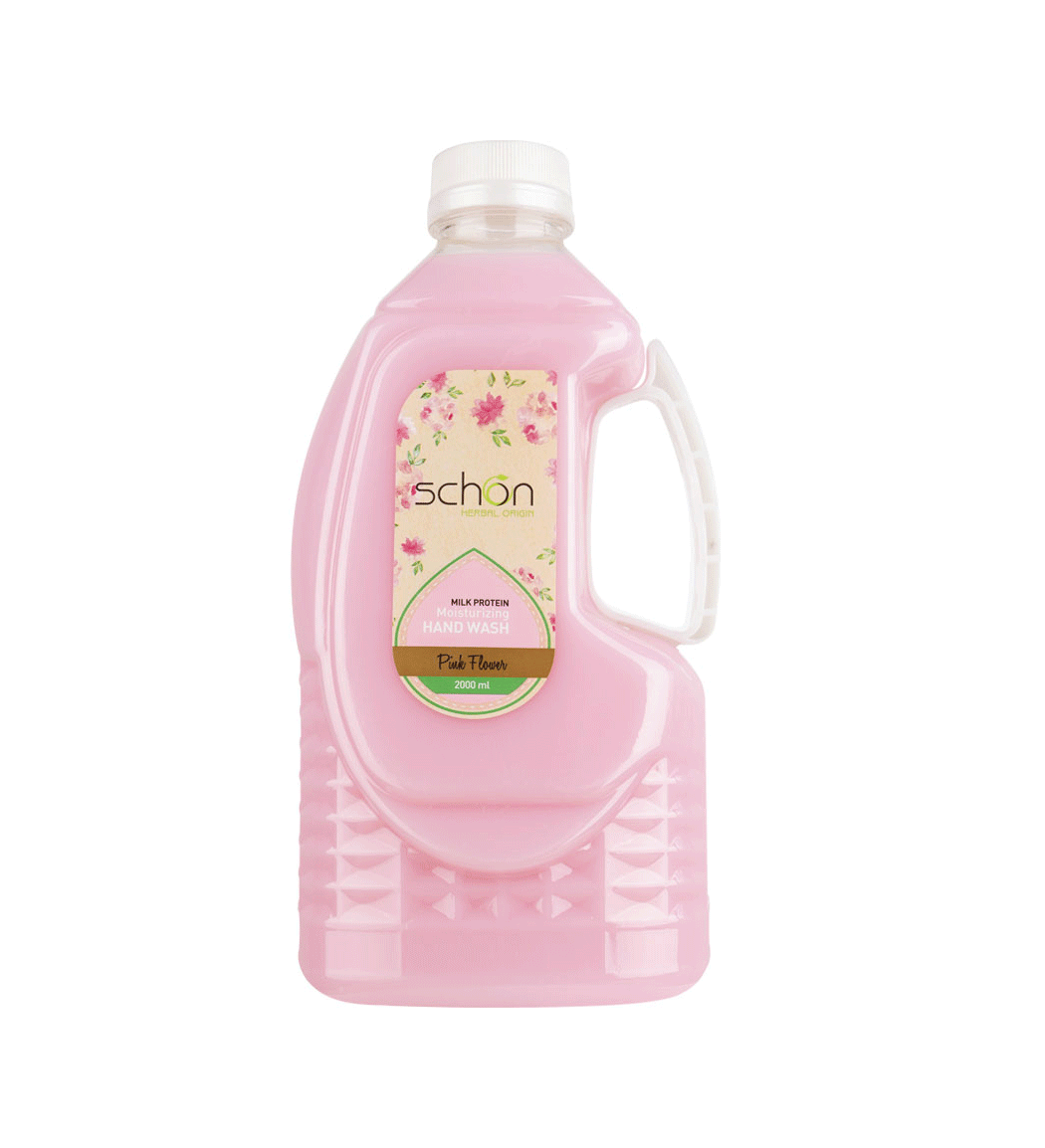 مایع دستشویی آنتی باکتریال کرمی صورتی پینک فلاور 2000 میل Schon Pink Flower Milk Protein Moisturizing Hand Wash 2000ml