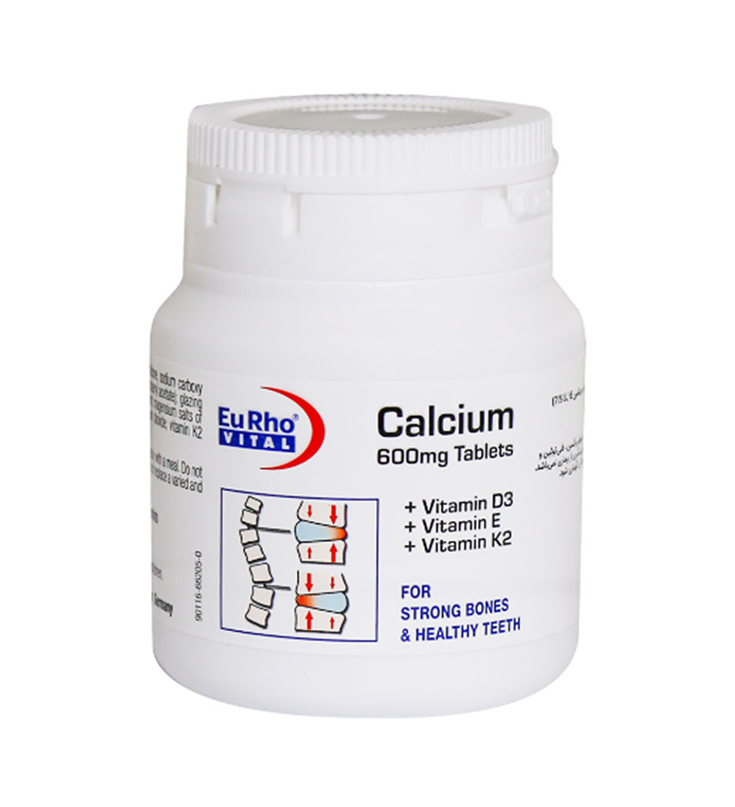 قرص کلسیم و ویتامین D3 تعداد 50 عدد Eurho Vital Calcium 600 Mg And Vitamin D3 Tabs
