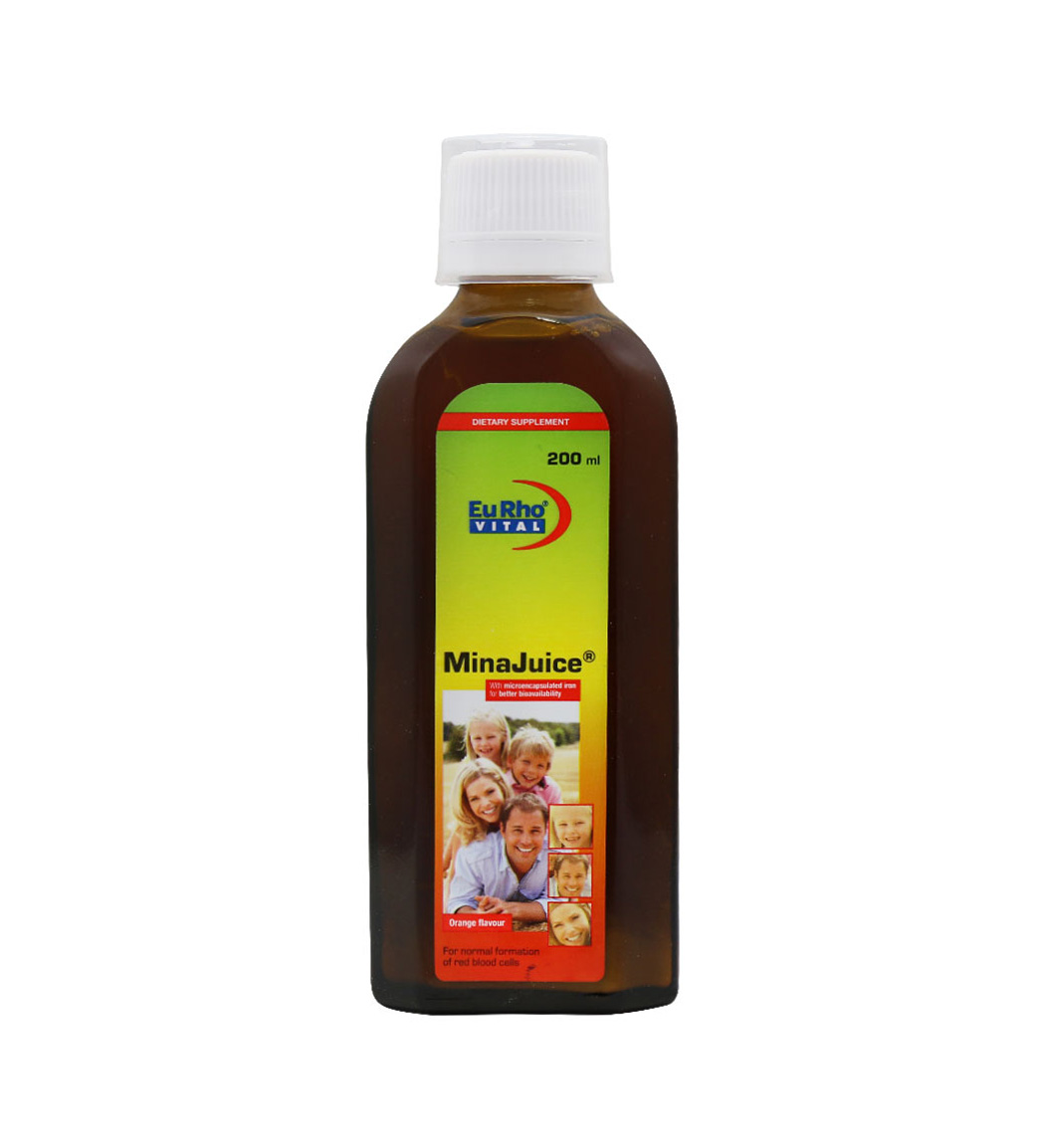 شربت آهن مینا جویس حجم 200 میلی لیتر EuRho Vital Mina Juice 200 ml