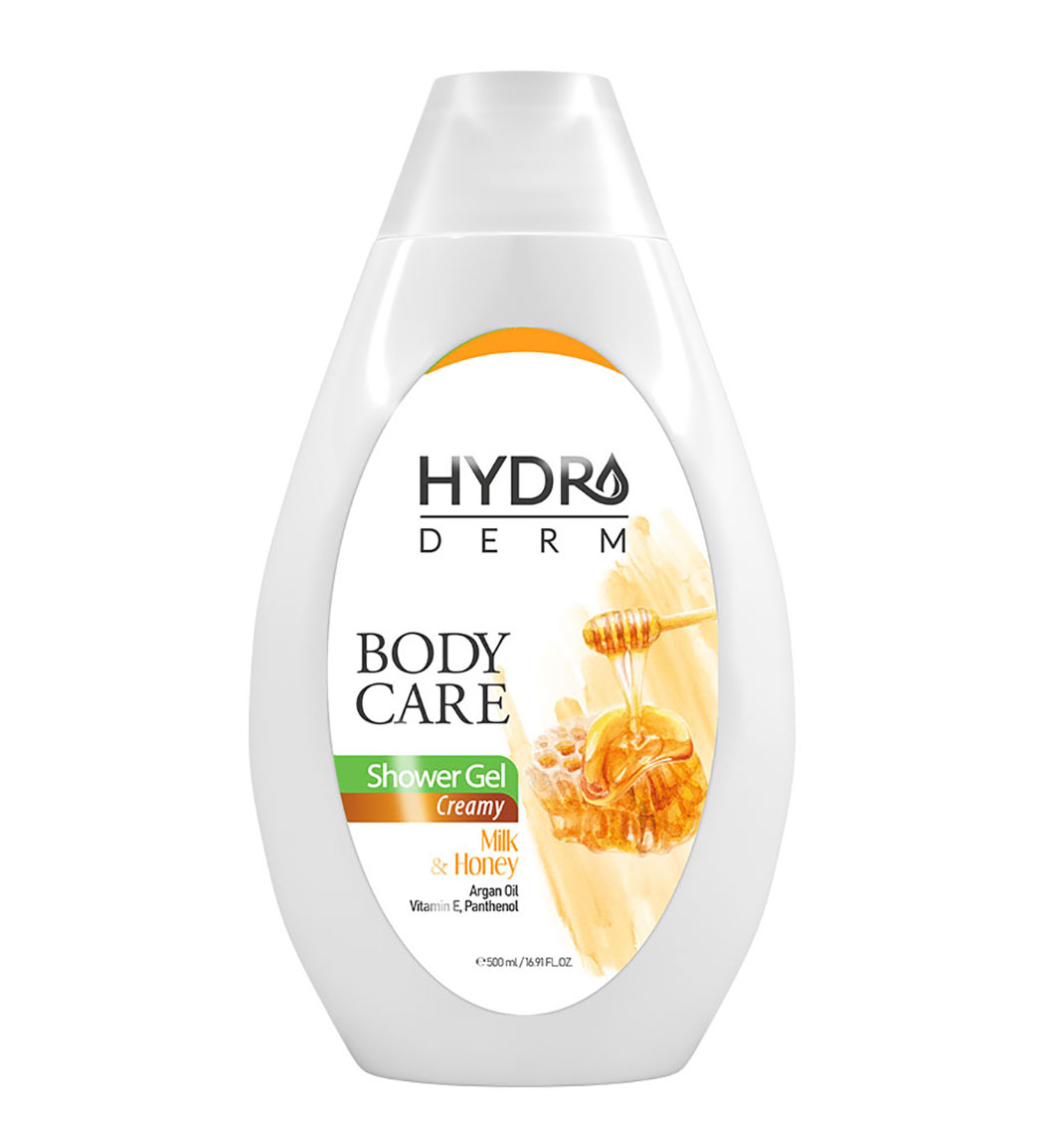 شامپو بدن کرمی با رایحه شیر و عسل حجم 500 میل Hydroderm Creamy Body Wash Milk And Honey 500 ml