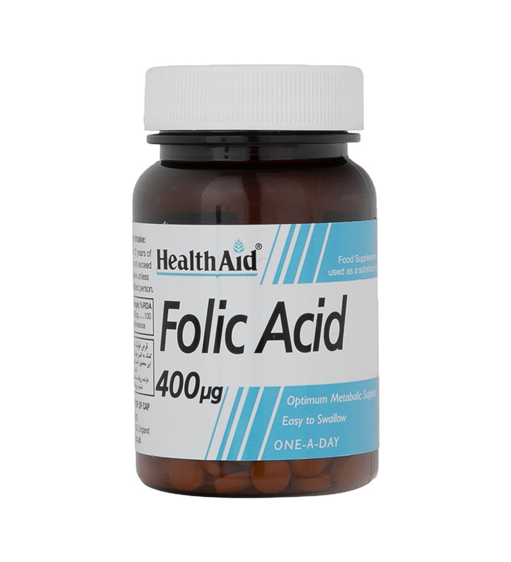 قرص فولیک اسید 400 میکرو گرم بسته 90 عدد Health Aid Folic Acid 90 Tabs