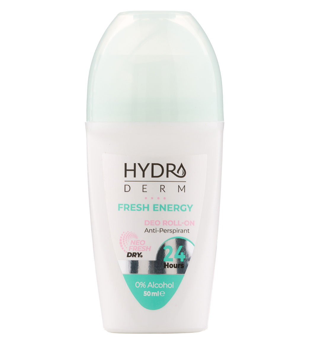 رولان ضد تعریق فاقد الکل زنانه مدل Fresh Energy حجم 50میل Hydroderm Fresh Energy Deo Roll On 50ml
