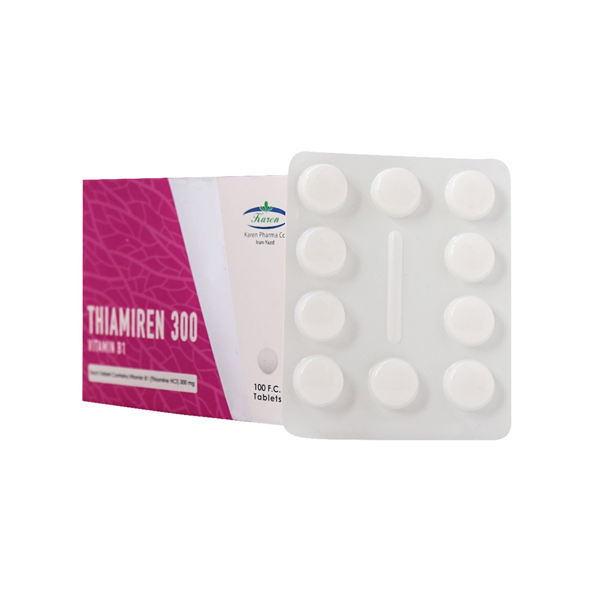 قرص ویتامین B1 تعداد در بسته 30 عددی Karen Thiamiren 300 Mg F C Tabs