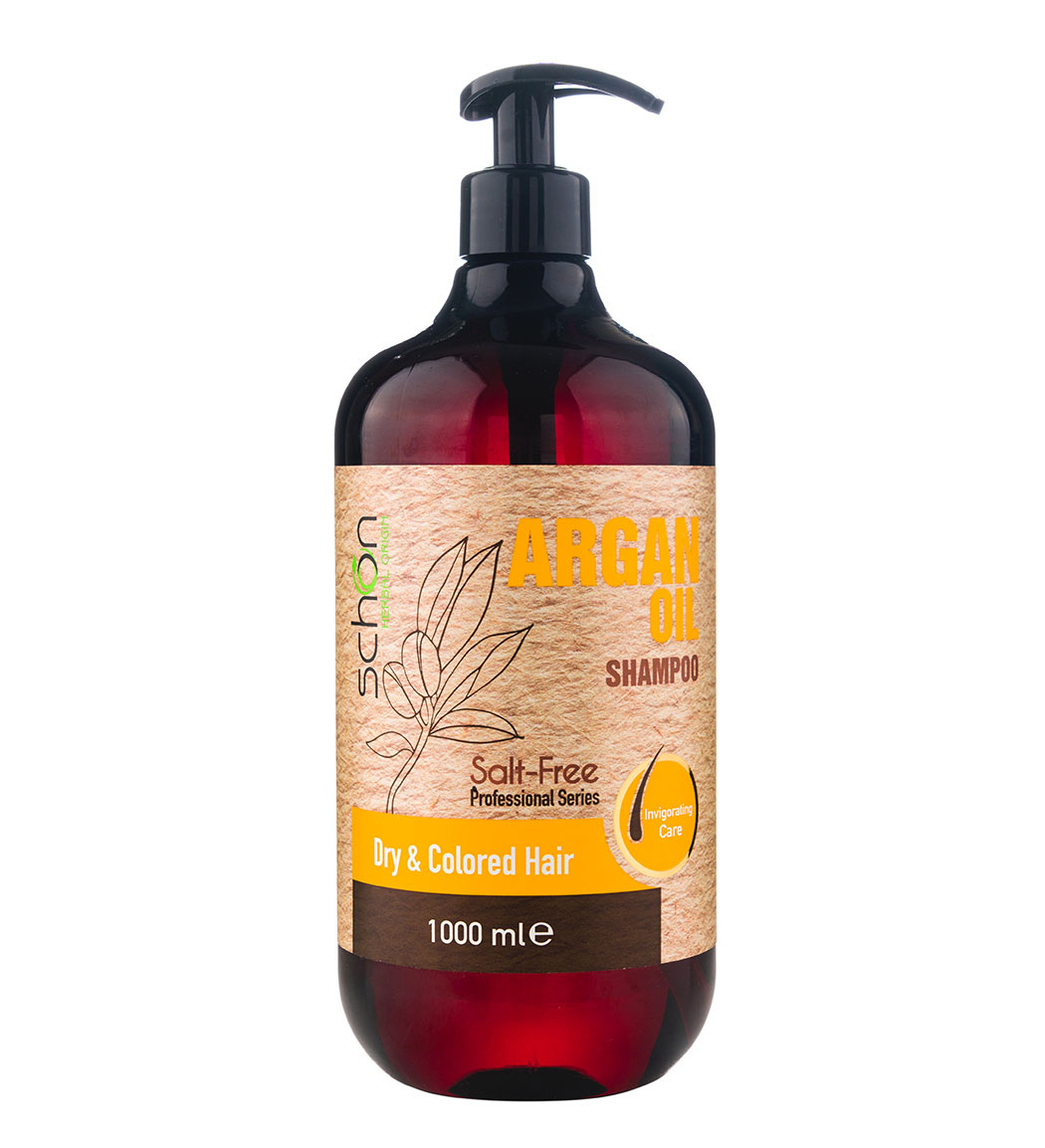 شامپو حاوی روغن آرگان مناسب موهای خشک و رنگ شده 1000میل Schon Argan Oil Shampoo For Dry And Colored Hair 1000ml