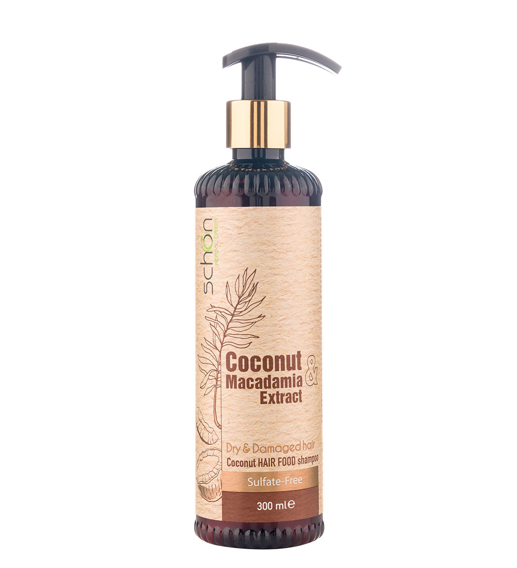 شامپو فاقد سولفات ماکادمیا و نارگیل حجم 300 میل Schon Shampoo Coconut And Macadamia 300 ml