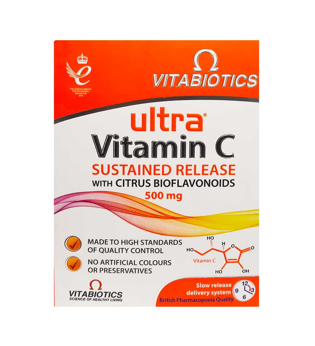 قرص اولترا ویتامین ث500میلی گرم  بسته 60 عددی Vitabiotics Ultra Vitamin C 500 mg 60 Tablets