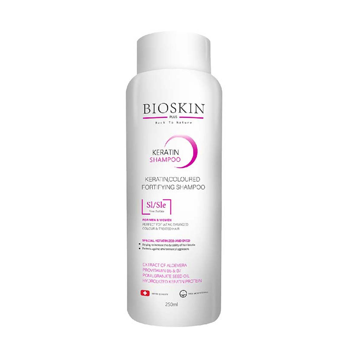 شامپو فری سولفات مناسب موی کراتینه حجم 250 میلی لیتر Bio Skin Free Sulfate Shampoo For Keratin Hair 250 ml